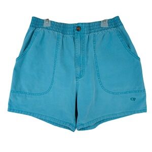 Vintage Ocean Pacific OP Mens Turquoise Blue Cotton Elastic Waist Surf Shorts M